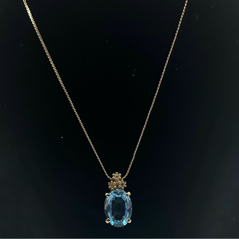 Christian Dior Necklace Pendant Vintage Faceted Simulated Blue Aquamarine - Picture 8 of 9